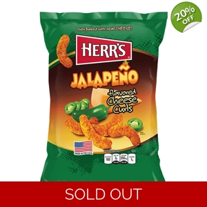 Herr's Cheese Curls - Herrs Jalapeno Flavour Puffs - 28g Bag